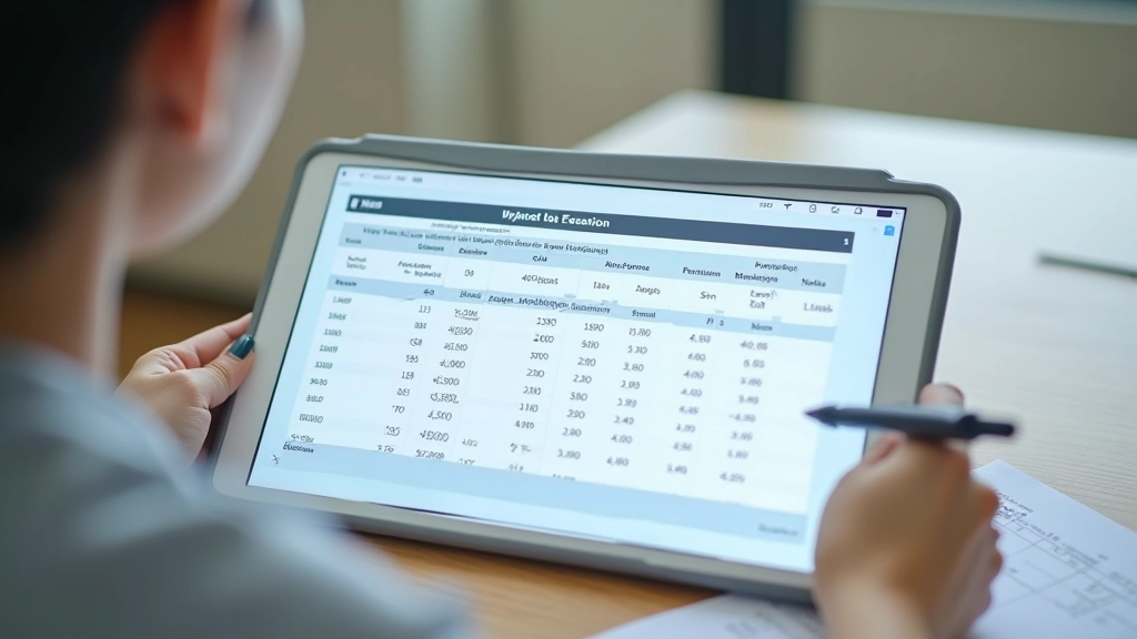 Detailed breakdown chart of Malaysian progressive tax brackets displayed on tablet or paper showing income ranges and corresponding tax rates