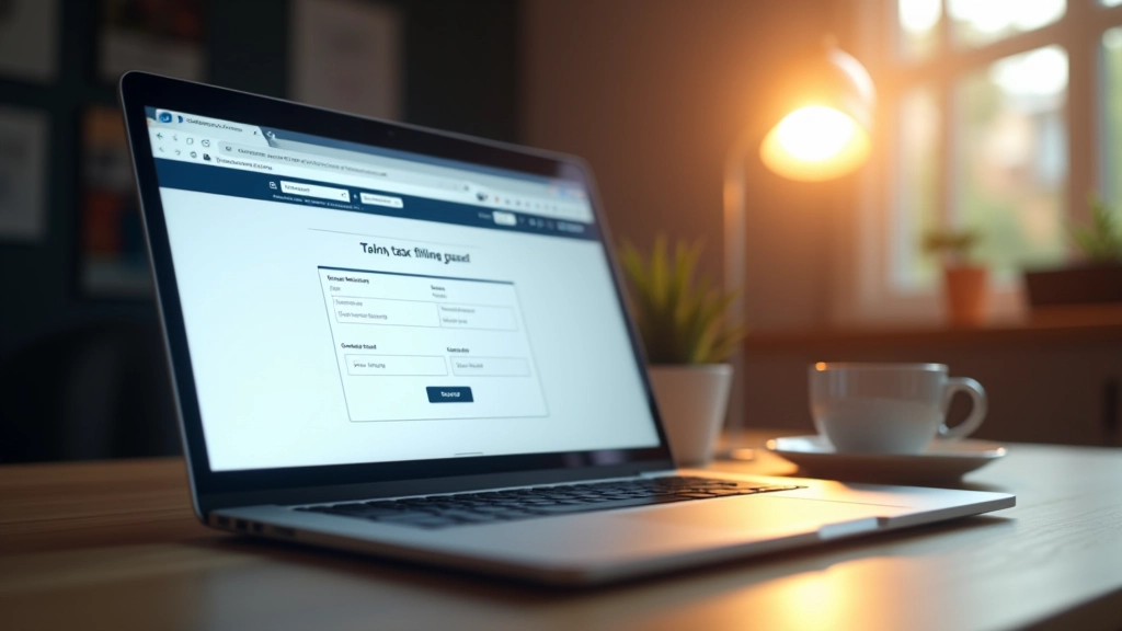 Laptop displaying LHDN e-filing portal with tax return form open